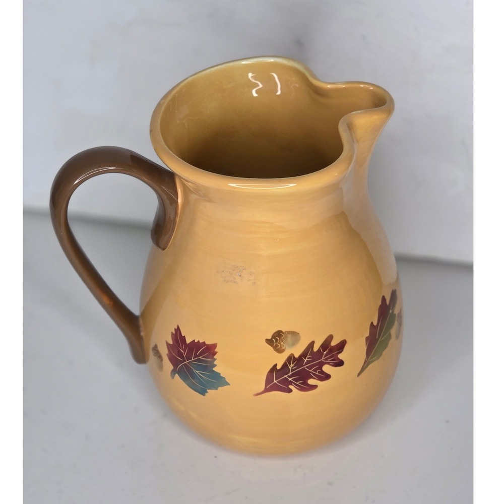Harvest Ceramic Pumpkin Pitcher Fall Autumn Decor Utensil Holder Crock Vase - Picture 3 of 11